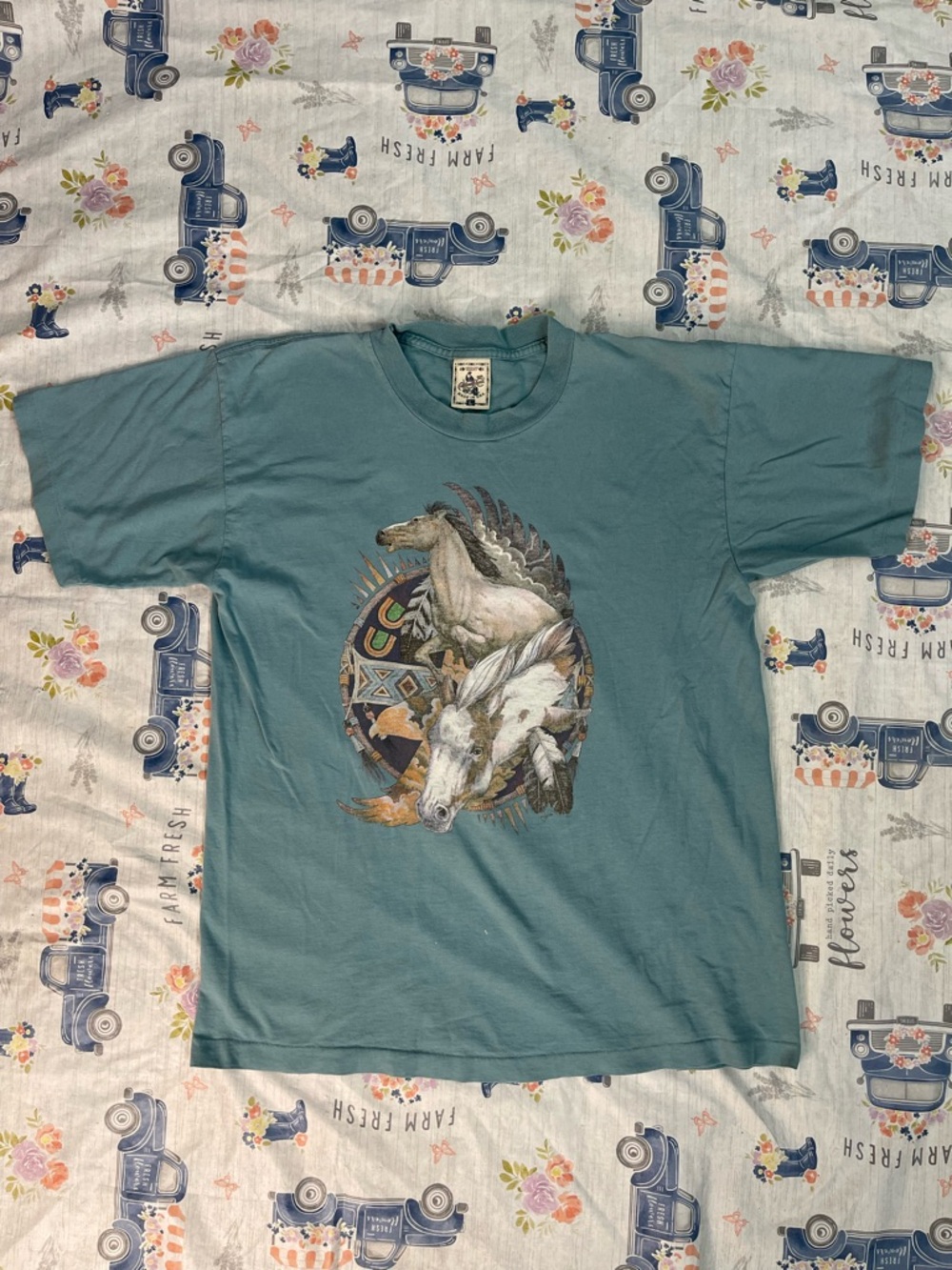 Vintage Alore Native American Horse Single Stitch Dream Catcher Tee Large